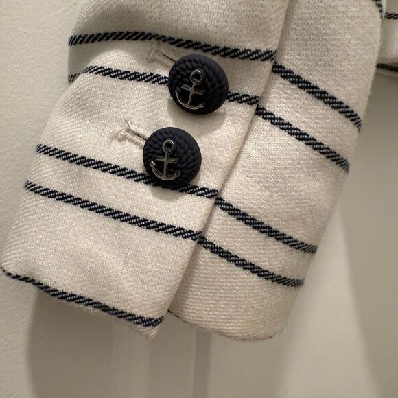 Zara Nautical Striped Blazer Size XS White and Navy Blue Anchor buttons - Picture 5 of 5